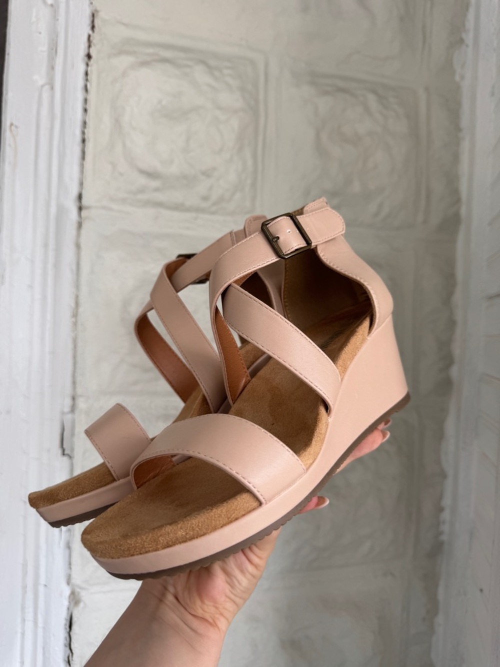 Dream Pairs Blush Pink Strappy Wedge Sandals